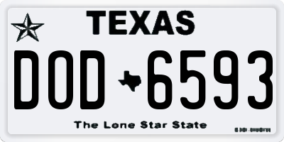 TX license plate DOD6593