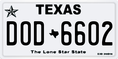 TX license plate DOD6602