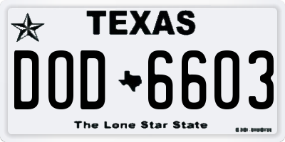 TX license plate DOD6603