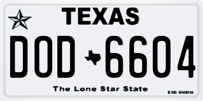 TX license plate DOD6604