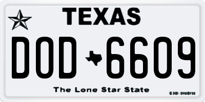 TX license plate DOD6609