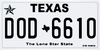 TX license plate DOD6610
