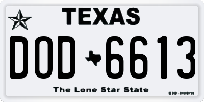 TX license plate DOD6613