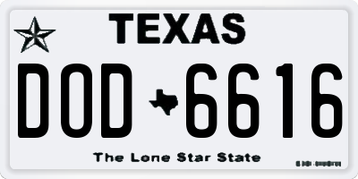 TX license plate DOD6616
