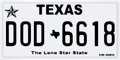TX license plate DOD6618