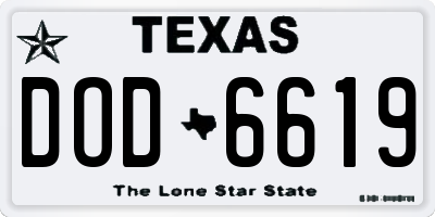 TX license plate DOD6619