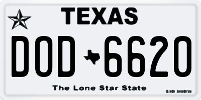 TX license plate DOD6620