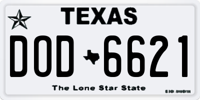 TX license plate DOD6621