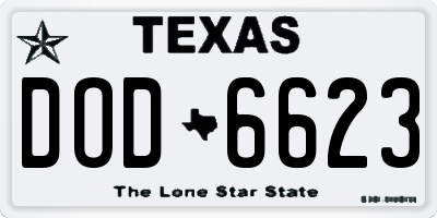 TX license plate DOD6623