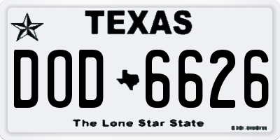 TX license plate DOD6626