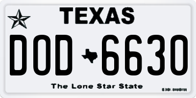 TX license plate DOD6630