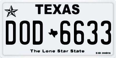 TX license plate DOD6633