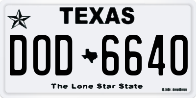 TX license plate DOD6640