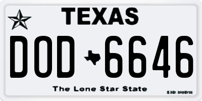 TX license plate DOD6646