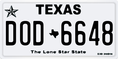 TX license plate DOD6648