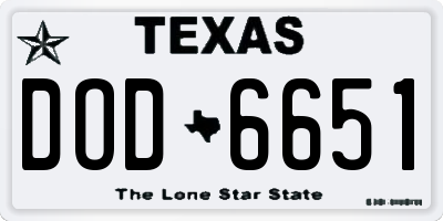 TX license plate DOD6651