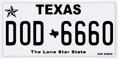 TX license plate DOD6660