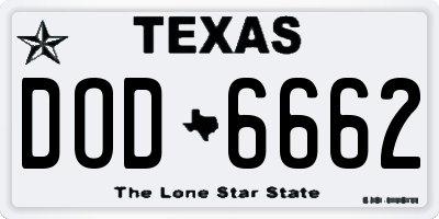 TX license plate DOD6662