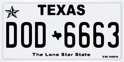 TX license plate DOD6663