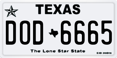 TX license plate DOD6665