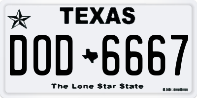 TX license plate DOD6667