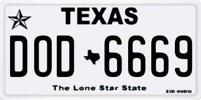 TX license plate DOD6669