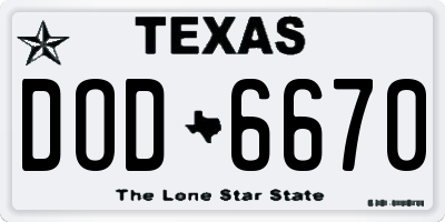 TX license plate DOD6670