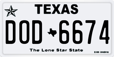 TX license plate DOD6674