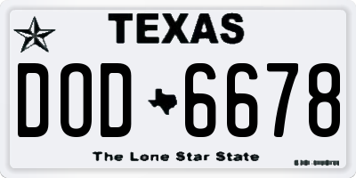 TX license plate DOD6678