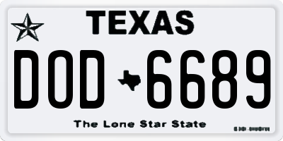 TX license plate DOD6689