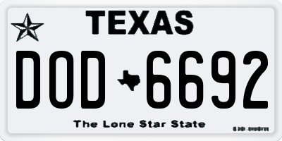 TX license plate DOD6692