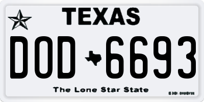 TX license plate DOD6693