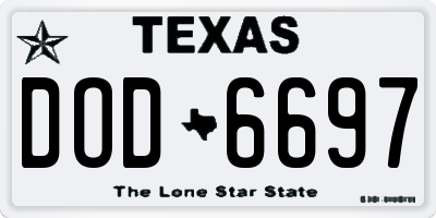 TX license plate DOD6697