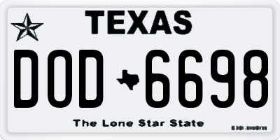 TX license plate DOD6698