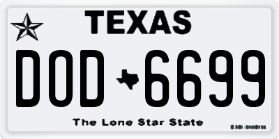 TX license plate DOD6699