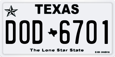TX license plate DOD6701