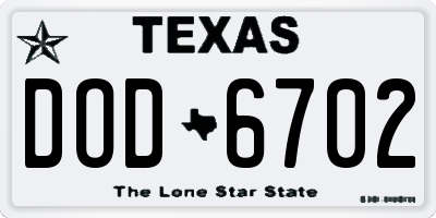 TX license plate DOD6702