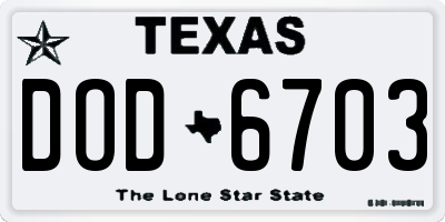 TX license plate DOD6703