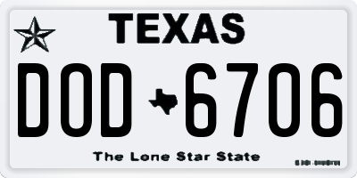 TX license plate DOD6706