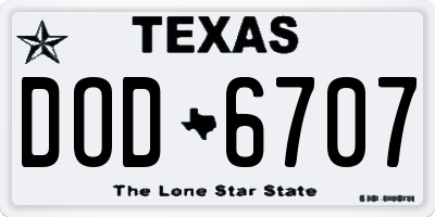 TX license plate DOD6707
