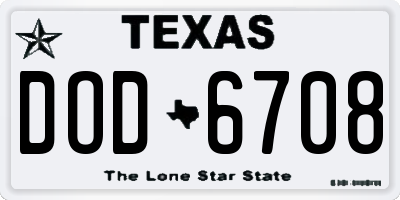 TX license plate DOD6708