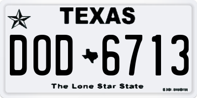 TX license plate DOD6713