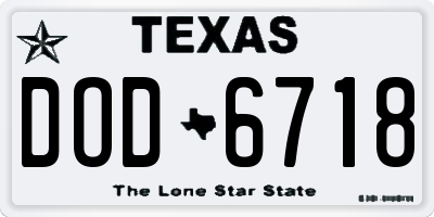 TX license plate DOD6718
