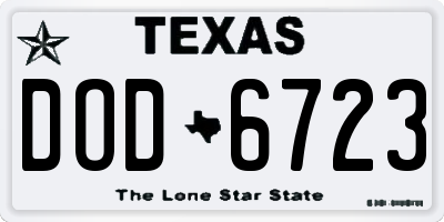 TX license plate DOD6723