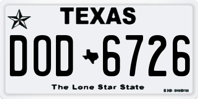 TX license plate DOD6726