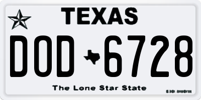 TX license plate DOD6728