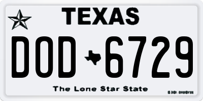 TX license plate DOD6729