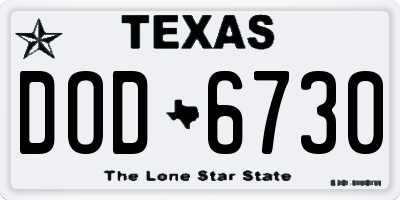 TX license plate DOD6730