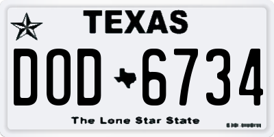 TX license plate DOD6734