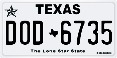 TX license plate DOD6735